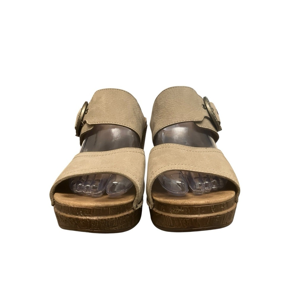 Dansko Ramona Taupe Leather Nubuck Double Strap Sandals Block Heels Size 39‎ / 9 - Picture 3 of 16